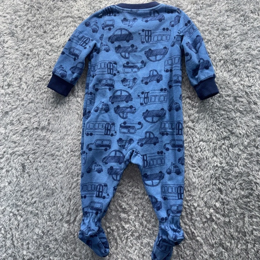 Carter's Blue Fleece Car Vehicle Footed Pajamas Full Zip 6 M